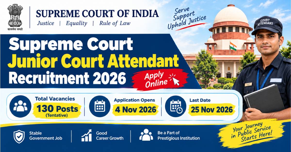Supreme Court Junior Court Attendant Recruitment 2026 Apply Online